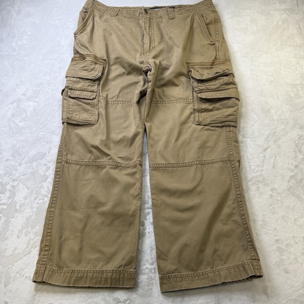 Vintage Old‎ Navy Y2K Loose Cargo Pants 36x30 Tan Baggy Multi Pocket Utility